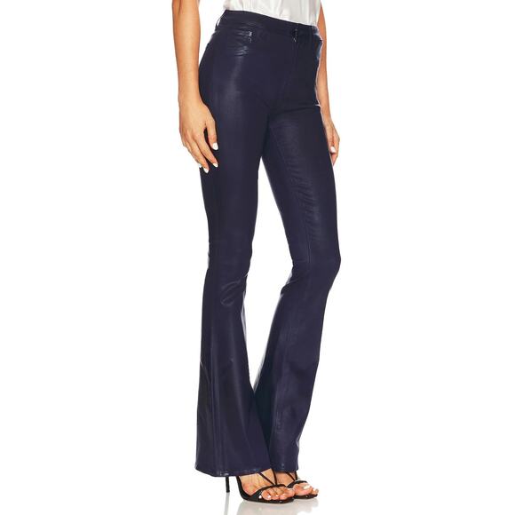 NWT L'Agence Marty Coated Flare Jeans Midnight Navy Blue High Waisted Chic Sexy - Picture 2 of 13